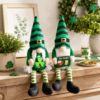 2 Pcs St Patrick's Day Gnome Plush Set, Irish Shamrock Shelf Sitter Decor