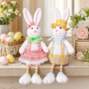 2 Pcs Easter Bunny Plush Dolls Set, Spring Rabbit Shelf Sitter Decor