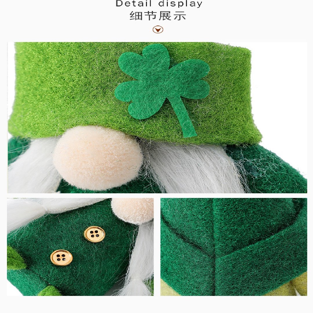 2 Pcs St Patrick's Day Gnome Plush Dolls Set, Shamrock Shelf Sitter Decor