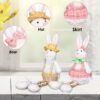 2 Pcs Easter Bunny Plush Dolls Set, Spring Rabbit Shelf Sitter Decor