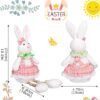 2 Pcs Easter Bunny Plush Dolls Set, Spring Rabbit Shelf Sitter Decor