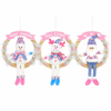 Cute Christmas Wreath Door Hanger with Plush Holiday Character and Pink Festive Banner
