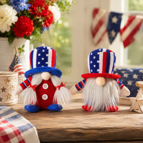 Patriotic Gnome Plush Dolls, Red White Blue Tabletop Decor for Home