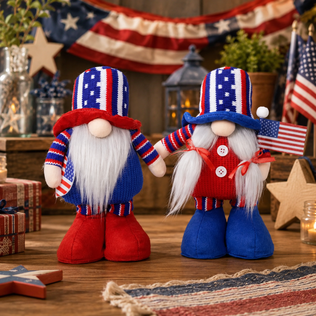 Red White Blue Gnome Plush Dolls, Patriotic Home Decorations