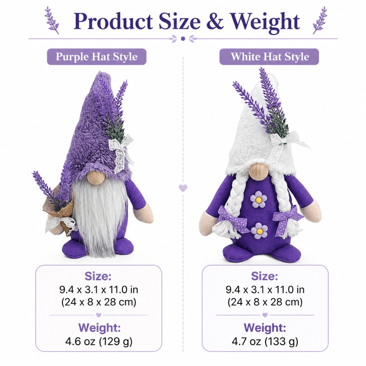 Purple Lavender Gnome Decor Set, Plush Tabletop Decorations