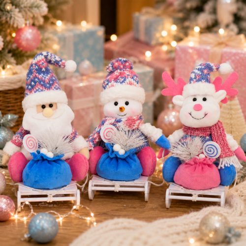 Christmas Plush Toys Set, Santa Snowman Reindeer Dolls for Holiday Decor