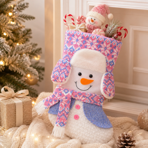Christmas Stockings Gift Bags with Plush Santa Snowman Reindeer for Kids Gifts