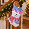 Christmas Stockings Gift Bags with Plush Santa Snowman Reindeer for Kids Gifts