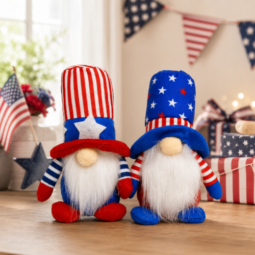 Red White Blue Gnome Plush Dolls for Patriotic Home Decor