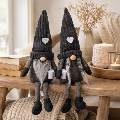 Black Gnome Plush Dolls, Farmhouse Sitting Tabletop Decor for Home