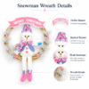 Cute Christmas Wreath Door Hanger with Plush Holiday Character and Pink Festive Banner