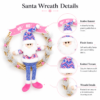 Cute Christmas Wreath Door Hanger with Plush Holiday Character and Pink Festive Banner