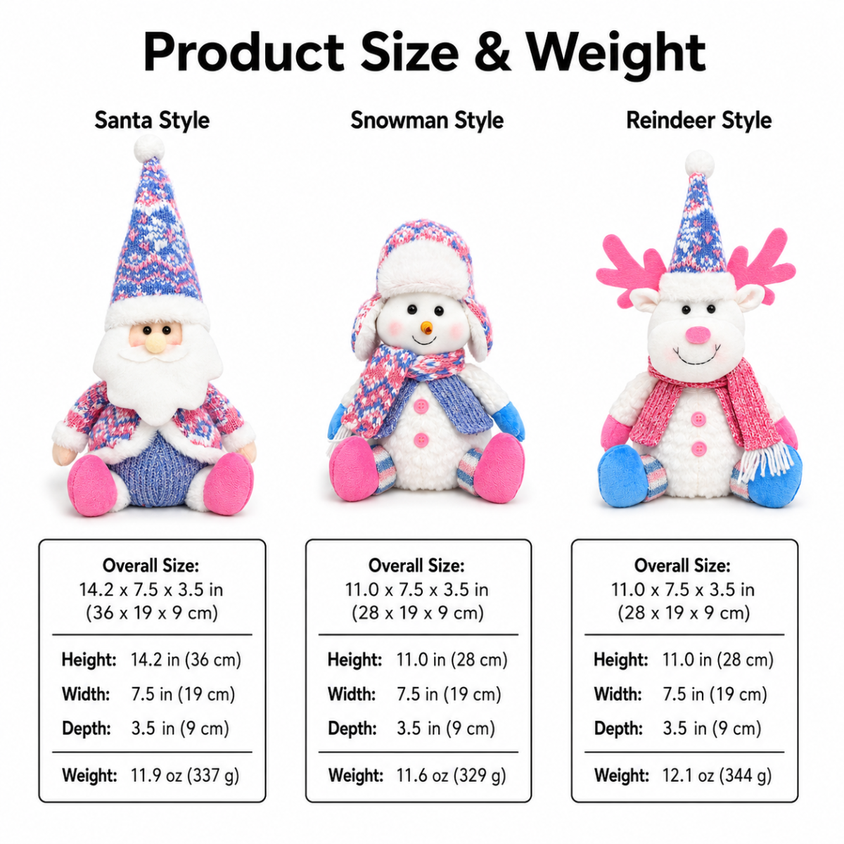 Christmas Tabletop Decorations, Plush Santa Snowman Reindeer Decor Set