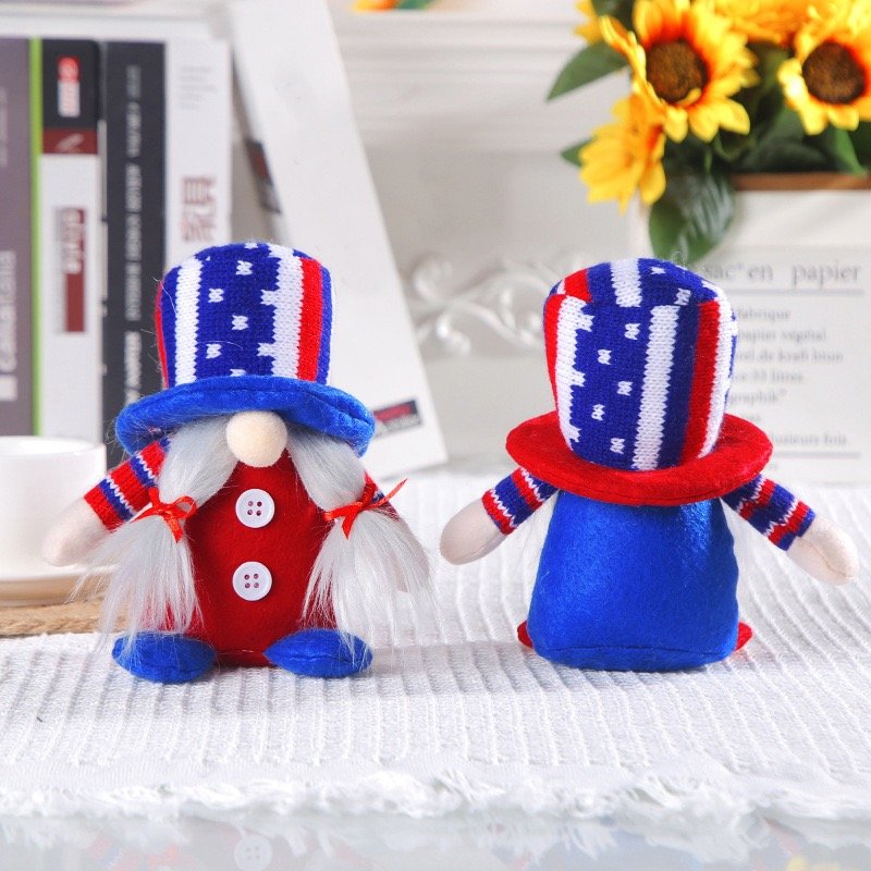 Patriotic Gnome Plush Dolls, Red White Blue Tabletop Decor for Home