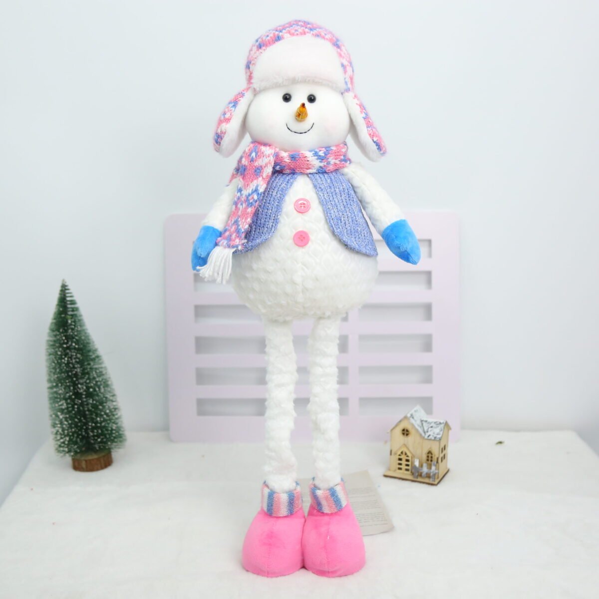 Large Christmas Plush Dolls with Retractable Legs, Santa Snowman Reindeer Decor