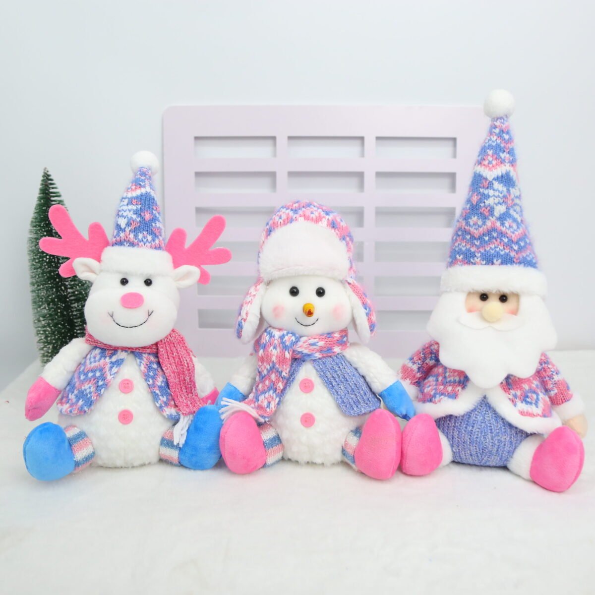Christmas Tabletop Decorations, Plush Santa Snowman Reindeer Decor Set