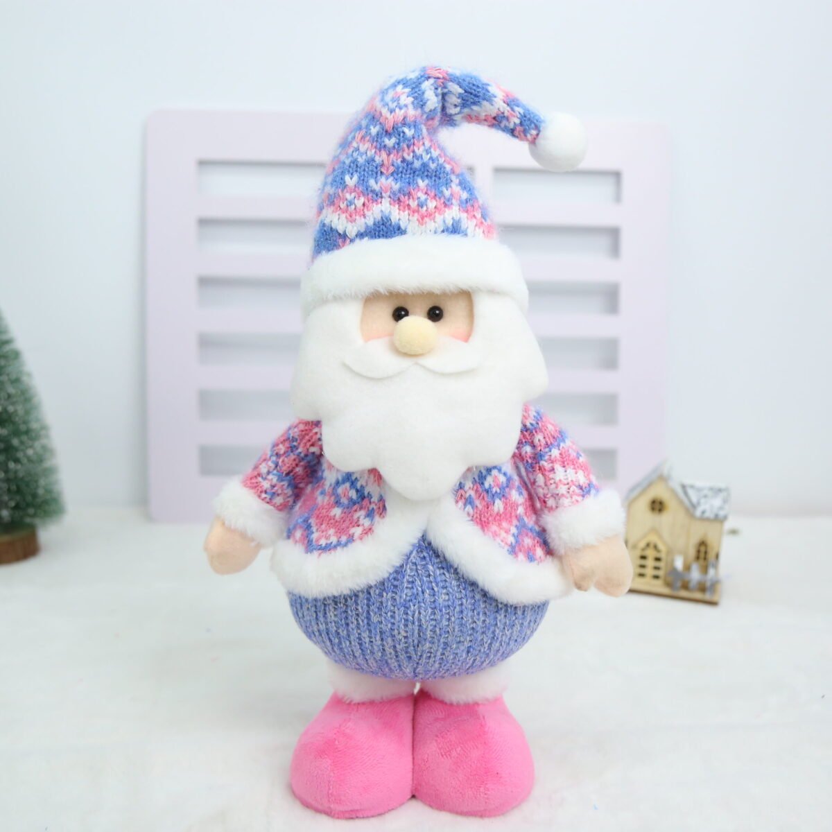 Christmas Plush Dolls with Retractable Legs, Santa Snowman Reindeer Standing Decor
